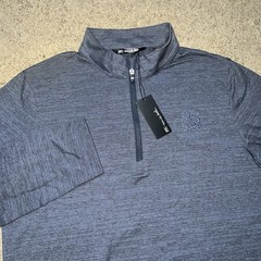 NWT Travis Mathew Men’s Size Medium Indigo Striped Lightweight Quarter Zip