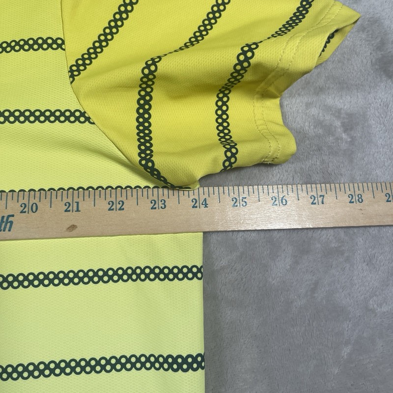 Nike Court Team DryFit Tennis T-Shirt Beaded Striped Yellow ombre Mens XL gallery