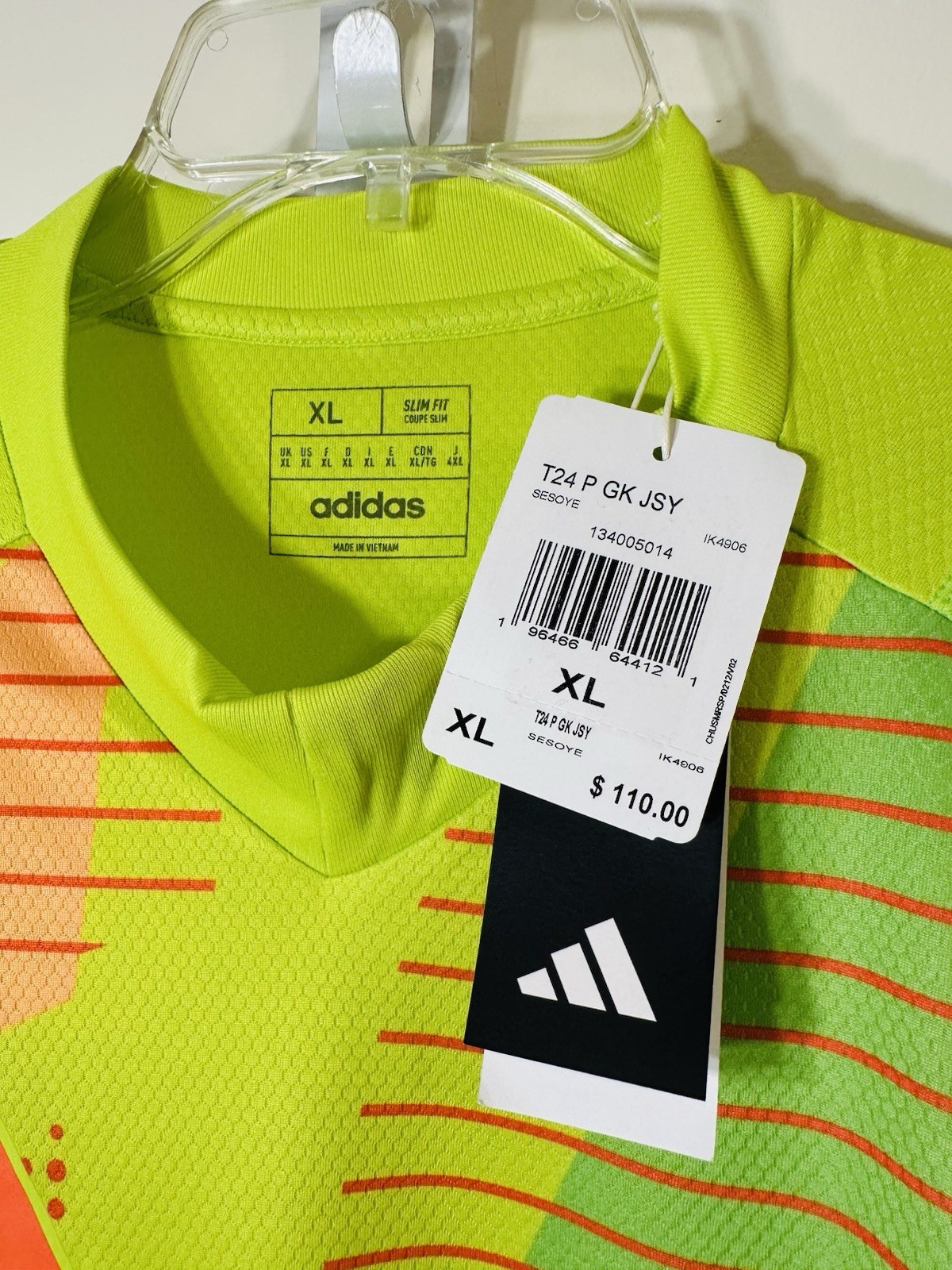 Adidas T24 GK JSY Aeroready soccer jersey volt IK4906 NWT size XL $110.00 gallery