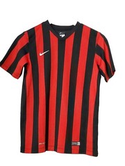 Team Nike Soccer Dri-Fit Polyester V-Neck Shirt Red Black STRIPE Size YOUTH L