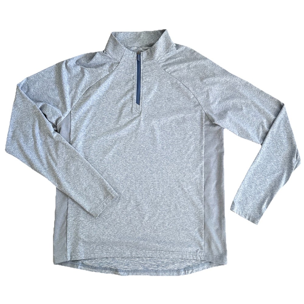 Holderness & Bourne Darrow Pullover Men M Blue Heather Quarter Zip Golf Stretch