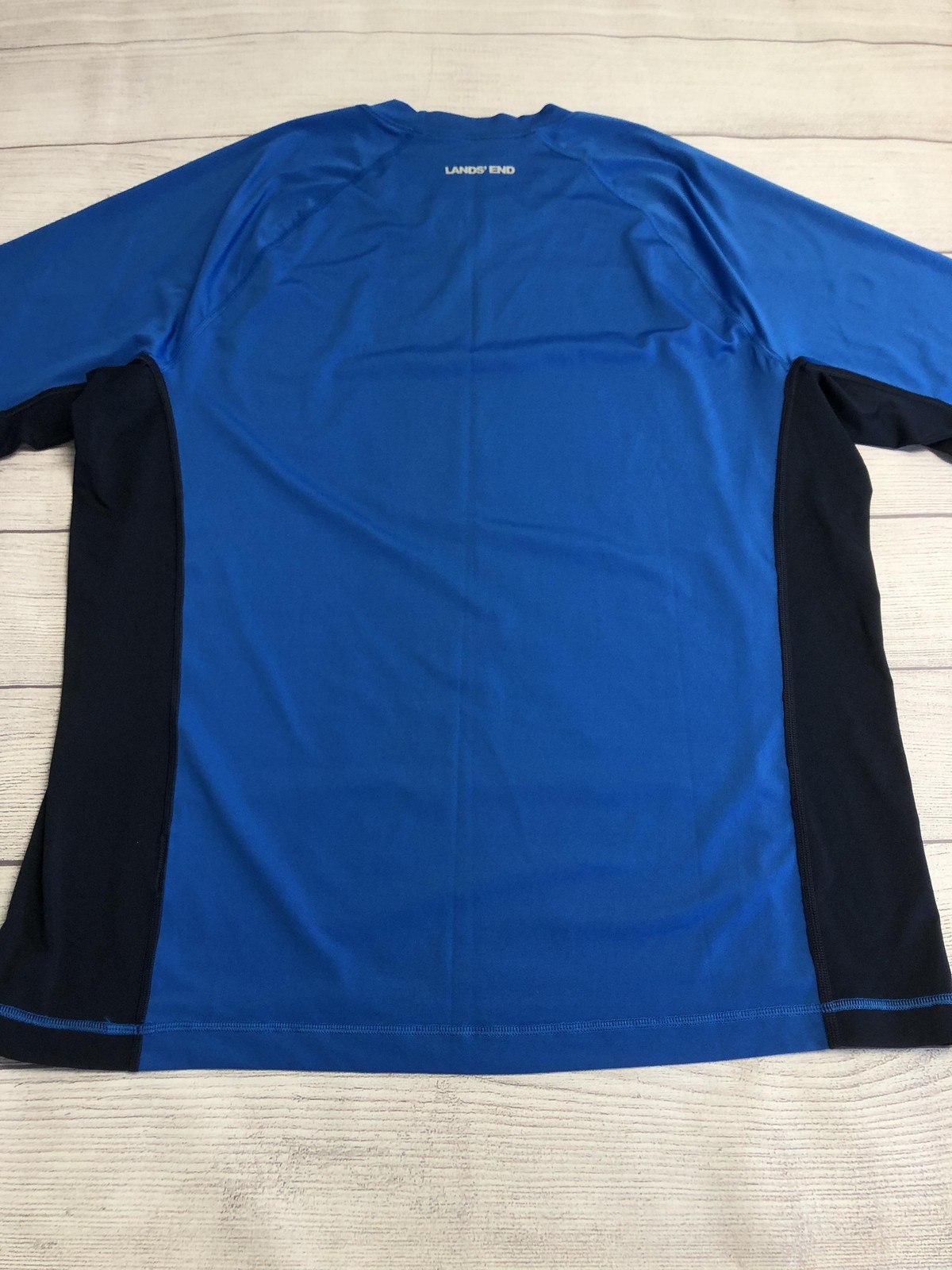 Lands' End Shirt Mens Large Blue Long Sleeve Raglan Athletic Performance Top gallery