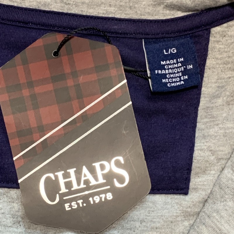 Chaps Quilted Pullover Shirt 1/4 Snap Grey Long Sleeve Mock Neck Men’s Large NWT gallery