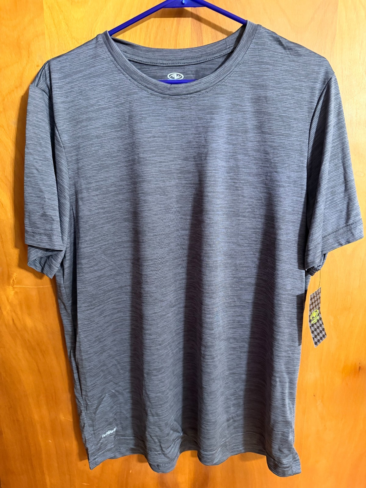 Men's Size Large Athletic Works Poly Jersey Tee Charcoal Grey Stripe NWT USA gallery