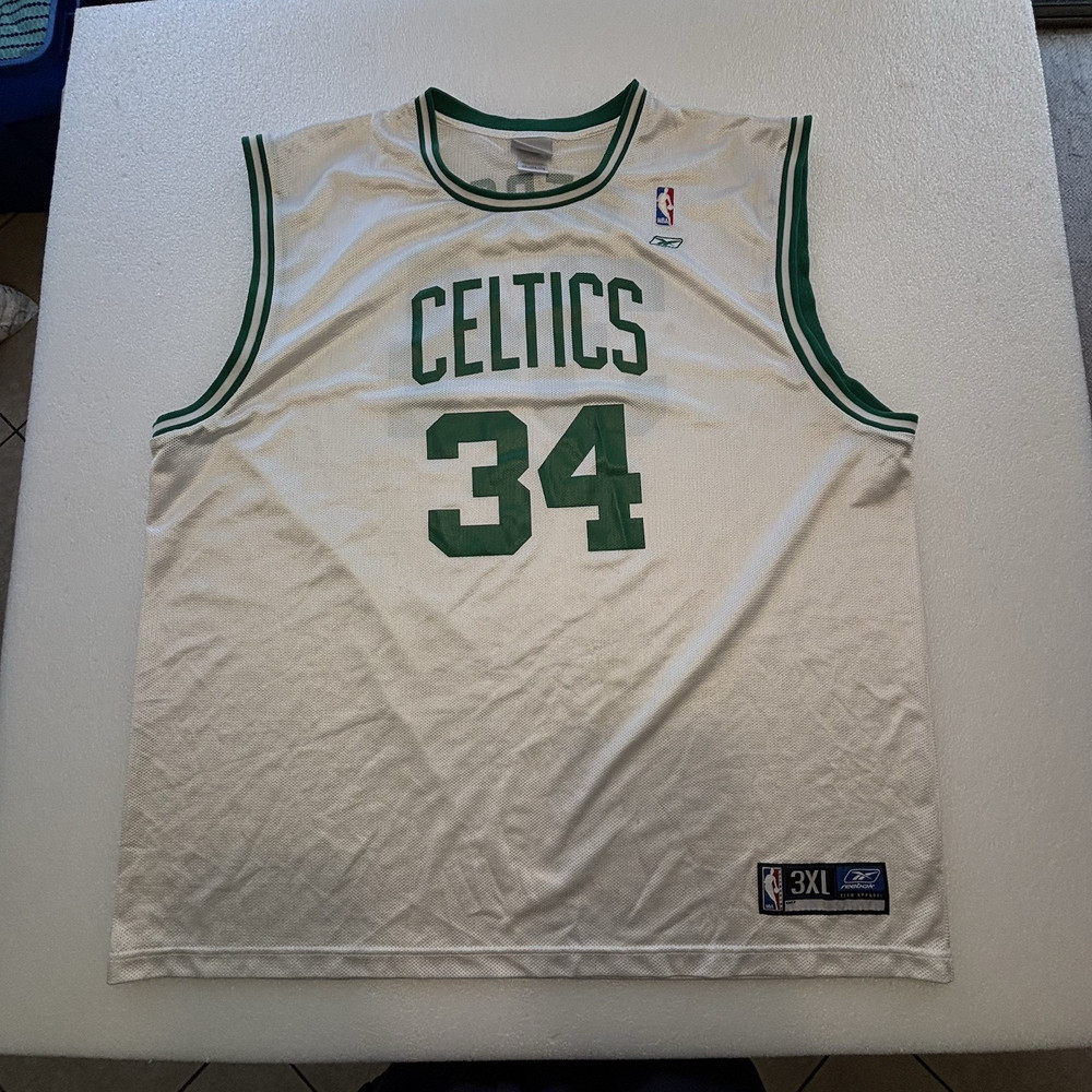 VTG Reebok Paul Pierce Boston Celtics Jersey White #34 Men’s Size 3XL FRAYING