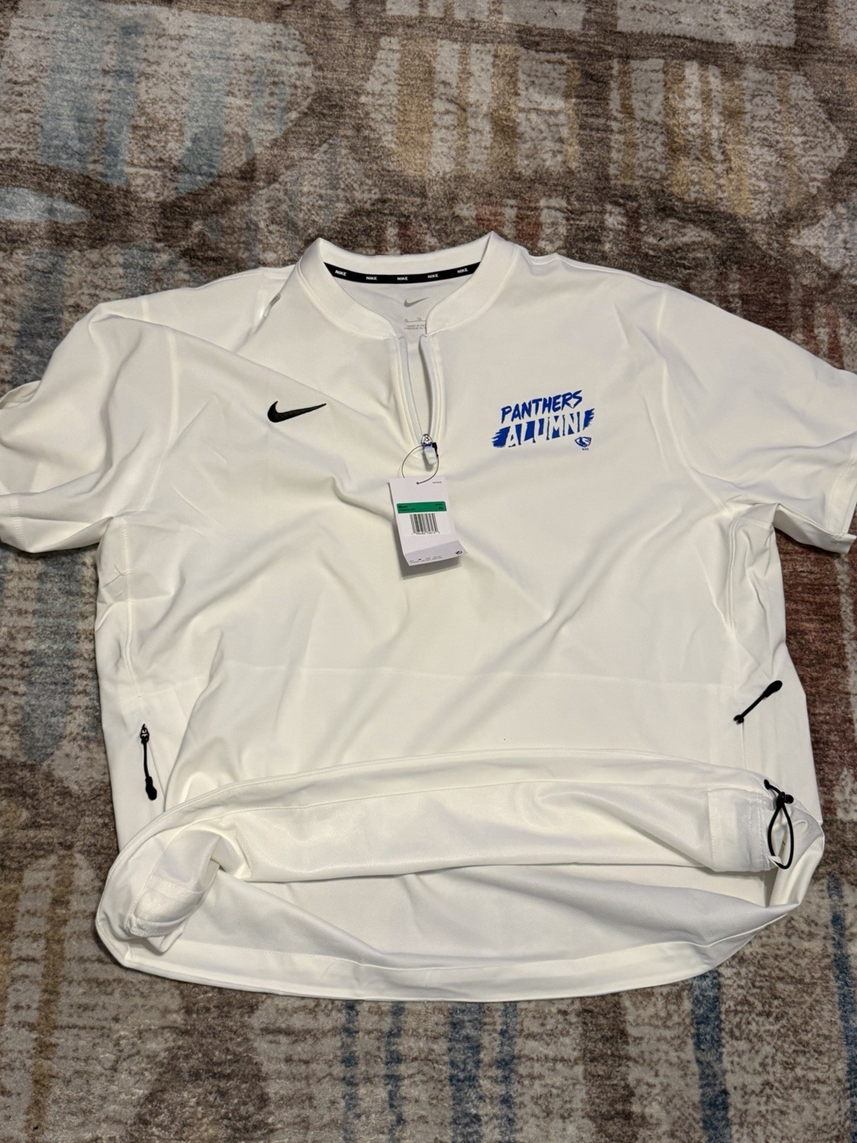 Nike Panthers White XL 1/4 Zip Mock Neck Short Sleeve Pullover Polo gallery