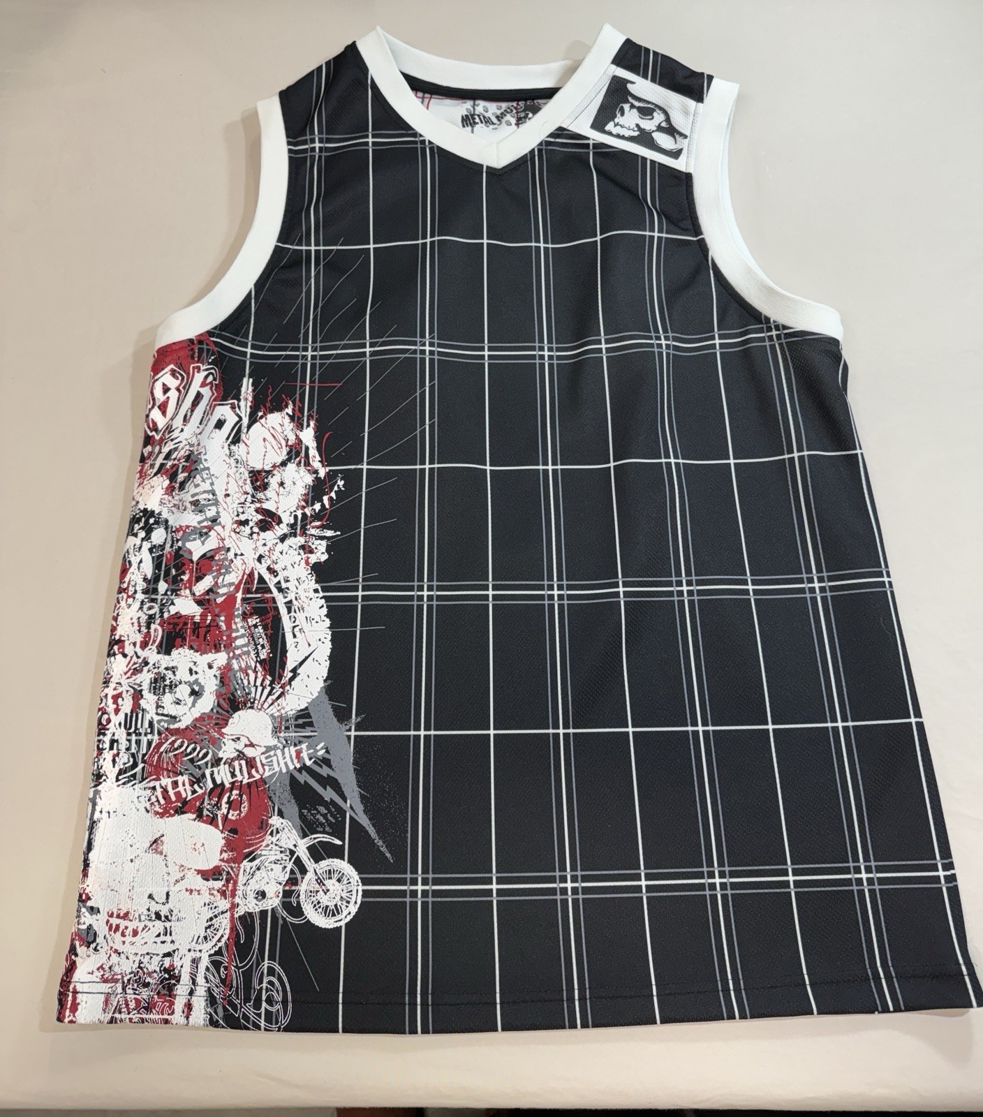 Metal Mulisha Y2K Mens Skull Graphic Sleeveless V Neck Jersey Tank Top Size L gallery
