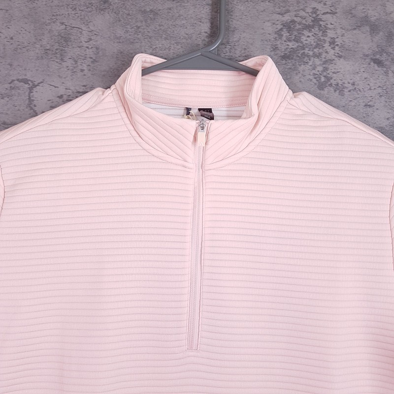 ADIDAS ULTIMATE365 DWR Textured 1/4 Zip Pullover Golf Sweater Mens SMALL Pink gallery
