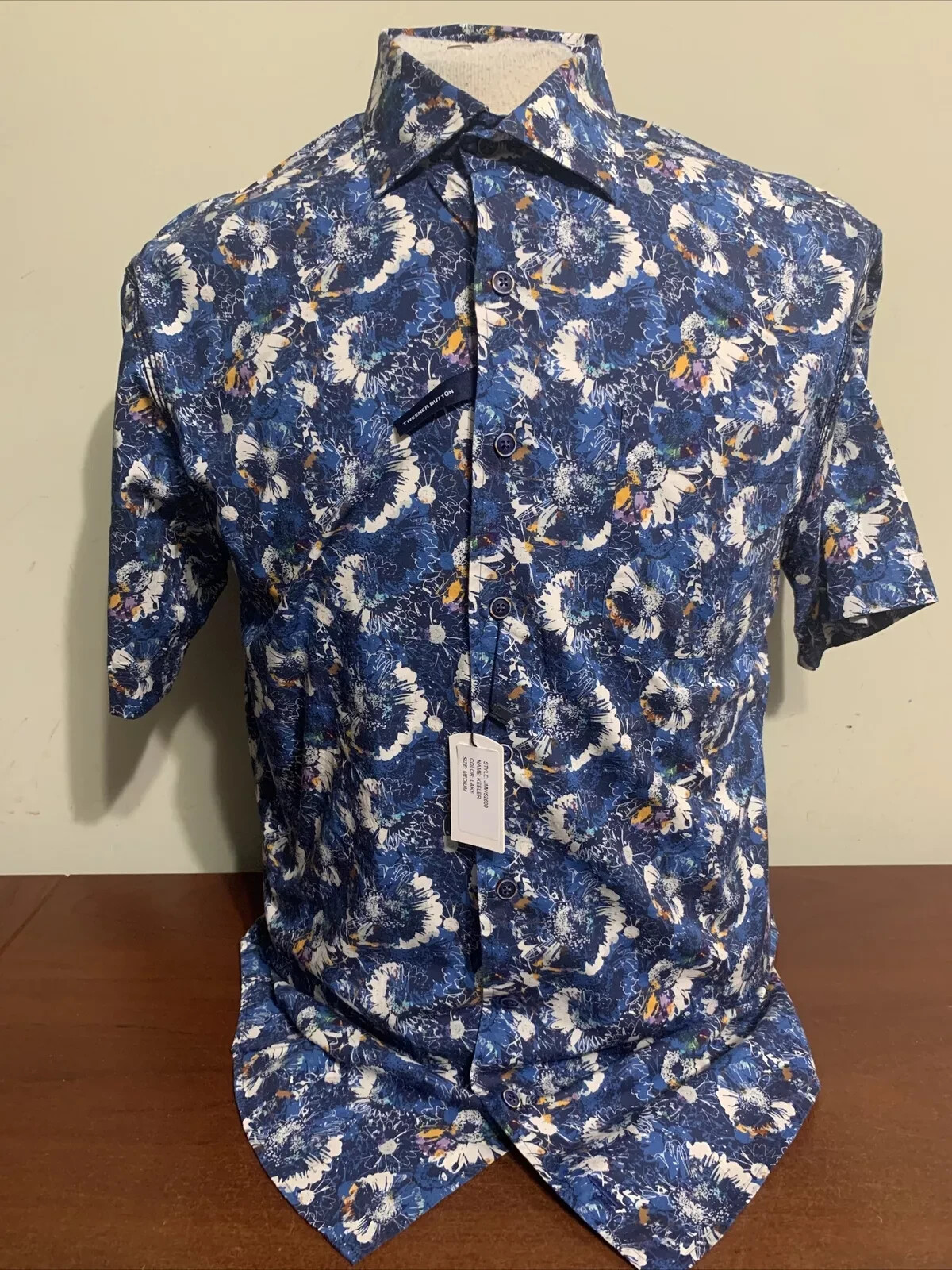 Johnnie-O Keeler Top Shelf Men Button Up Medium Blue Floral Stretch Shirt NEW gallery