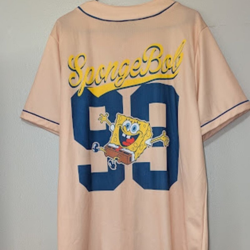 Nickelodeon Blue and Cream Retro Baseball Jersey Size Large gallery