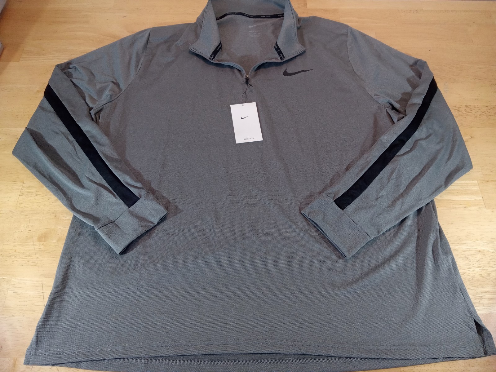 Nike Pro Dri-FIT Quarter Zip Hyper Dry Training Pullover Mens XXL 2XL Gray NWT gallery