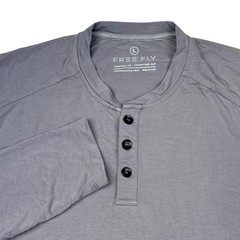 Free Fly Mens Bamboo Henley Long Sleeve Shirt Gray Performance 9300 Large