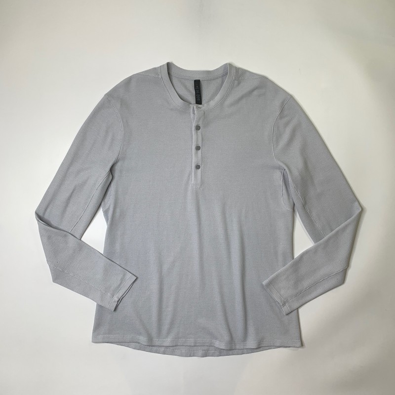 Lululemon Shirt Mens Large Lighthouse Shift Stich Henley Waffle Knit Long Sleeve gallery