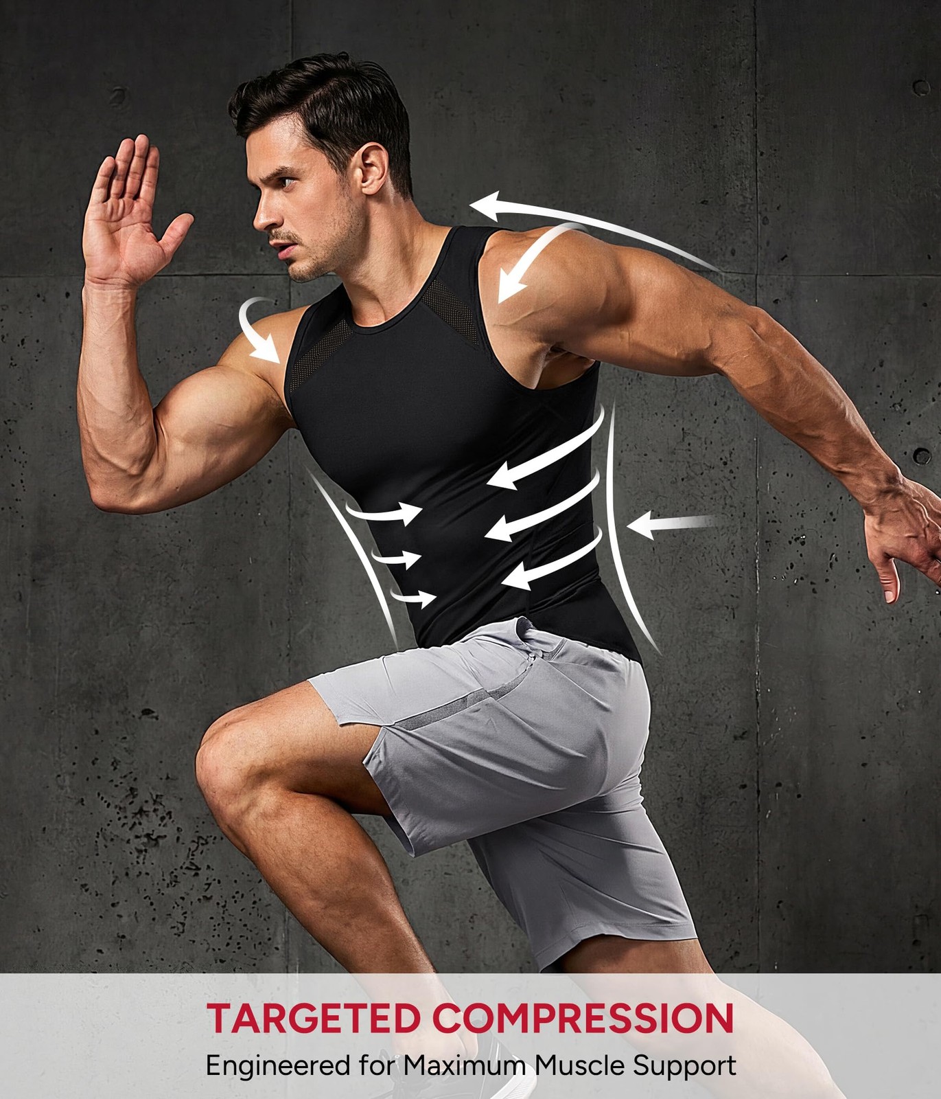 Nebility Men's Slimming Compression Tank Top - Tummy Control Body Shaper Black gallery