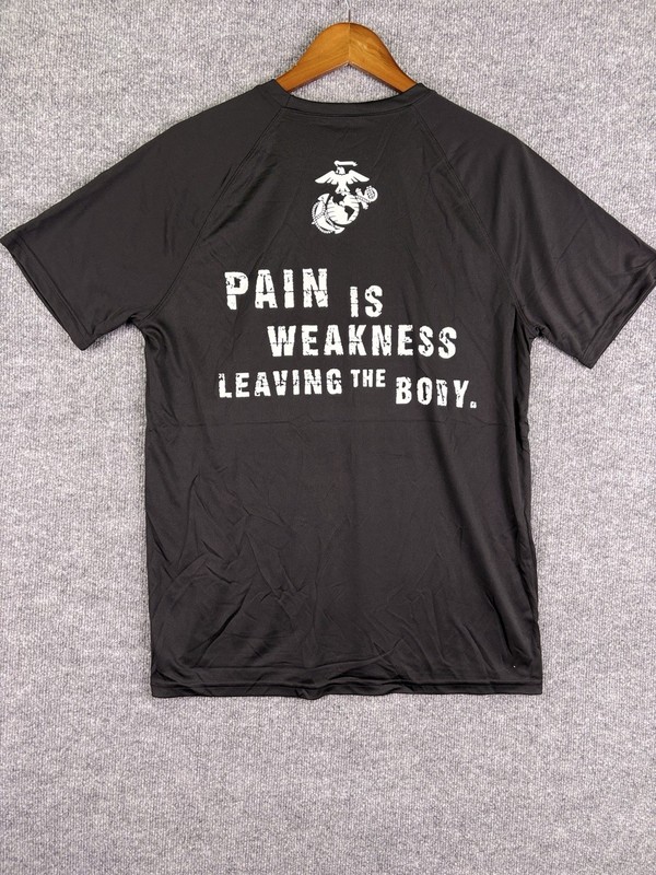 USMC Marines T-Shirt Mens M Black Moisture Wicking Performance Athletic Mesh EGA gallery