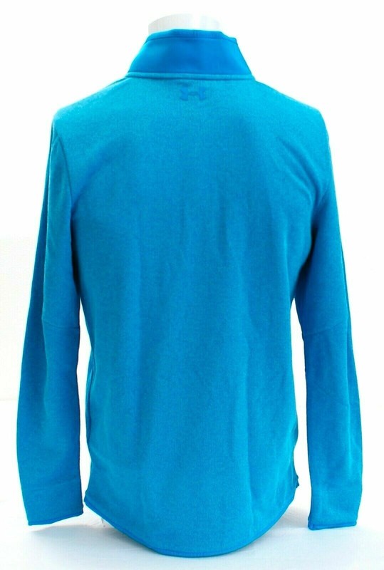 NWT $75 Under Armour UA Storm Men's Golf Blue Heather Snap Mock Sweater Size S gallery
