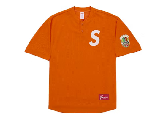 Supreme Shop S Logo Baseball Henley Orange Milan SS26 Size XL - Brand New Sealed gallery