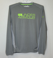 Under Armour HeatGear Loose Long Sleeve T-Shirt Mens Size Large Gray Neon Green