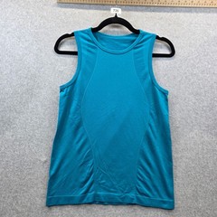 Seamless Athletic Tank Top Teal Blue Performance Knit Workout Shirt Mens Medium