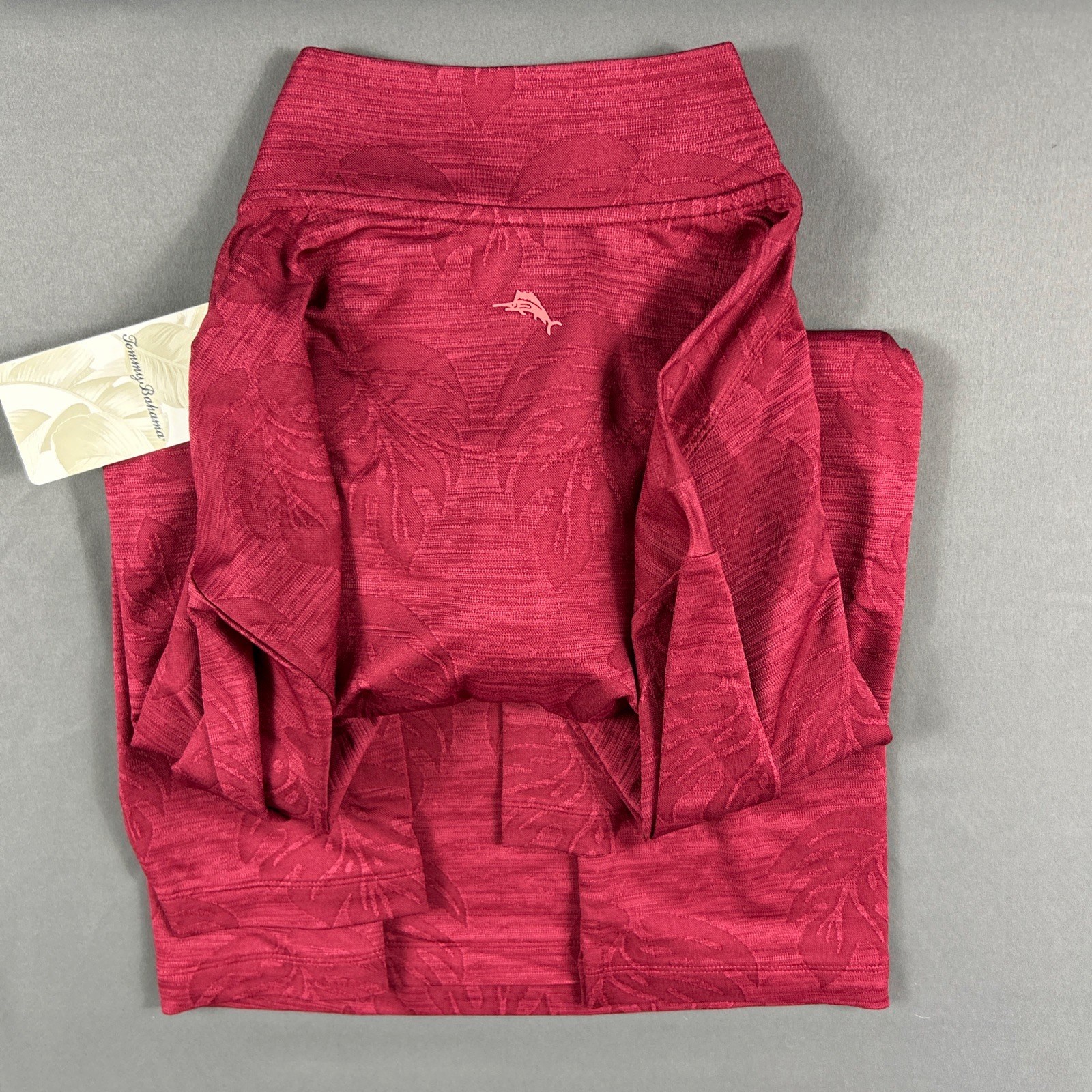 Tommy Bahama Golf Pullover Monstera Print 1/4 Zip XLB Deep Havana NWT MSRP $148 gallery