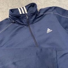 Adidas 1/4 Zip Pullover Mens XL Blue Long Sleeve Arm Zip Pocket Logo