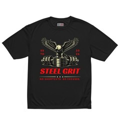 Steel Grit Eagle Gym T-Shirt No Shortcuts Fitness Motivational Tee