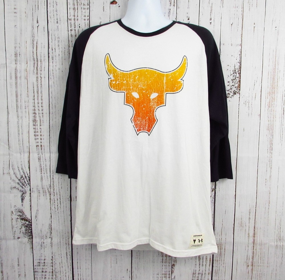 Under Armour Project Rock Shirt Mens XXL Raglan Iron Paradise 3/4 Sleeve