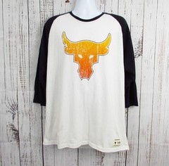 Under Armour Project Rock Shirt Mens XXL Raglan Iron Paradise 3/4 Sleeve