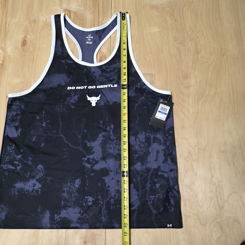 Under Armour Project Rock Mesh Printed Tank Black/Steel/White Men Sz XL gallery