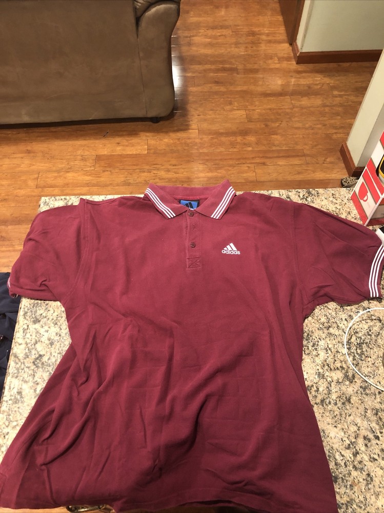 Vintage 1990s-2000s Adidas Maroon Men’s Polo Shirt XL RN 88387 CA 00411