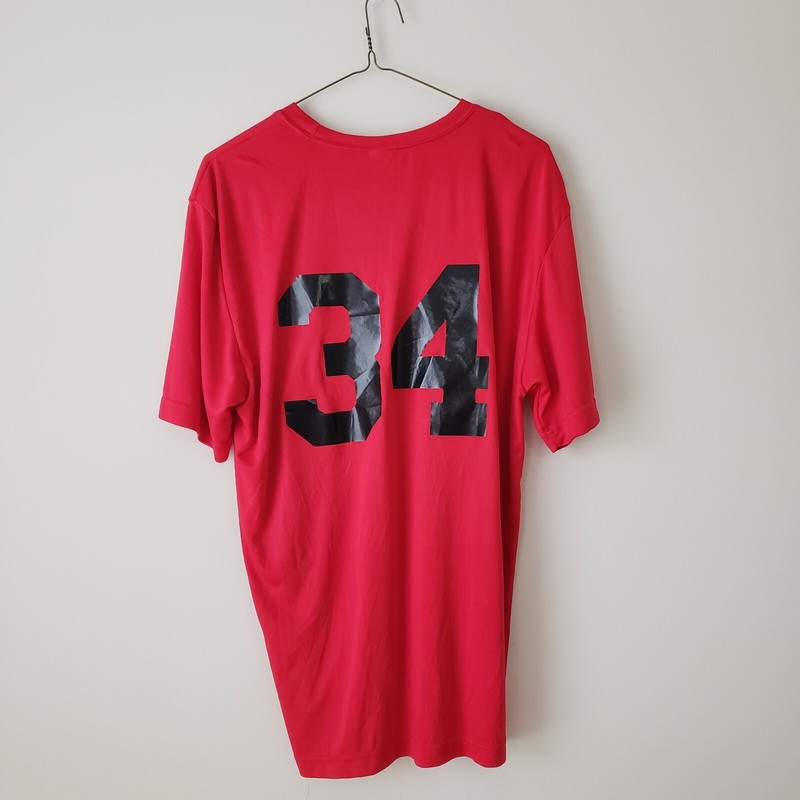 Sport-Tek T-Shirt Tee Mens Large #34 on the Back Red Activewear ST350 Preowned gallery