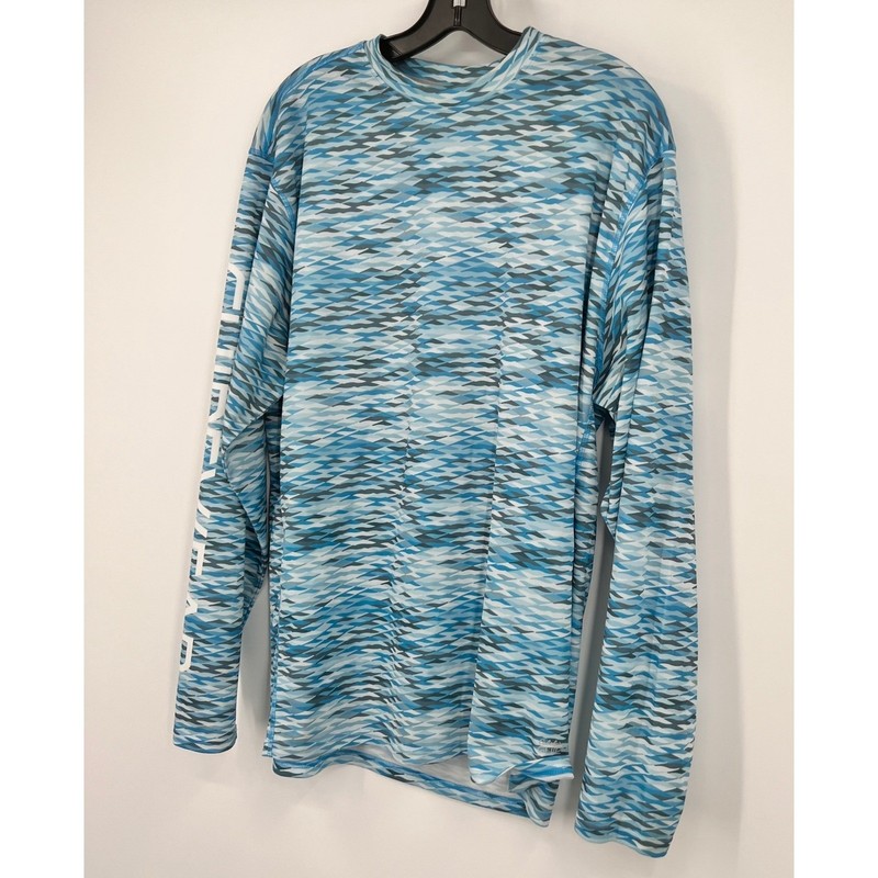 Cabelas Guidewear Mens Blue Geometric UPF 50 Fishing Performance Shirt Large L gallery