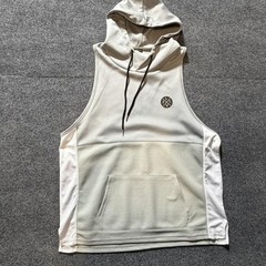 FLTV Tank Top Mens Small Gray Hooded Sleeveless Kangaroo Pocket Workout Athletic