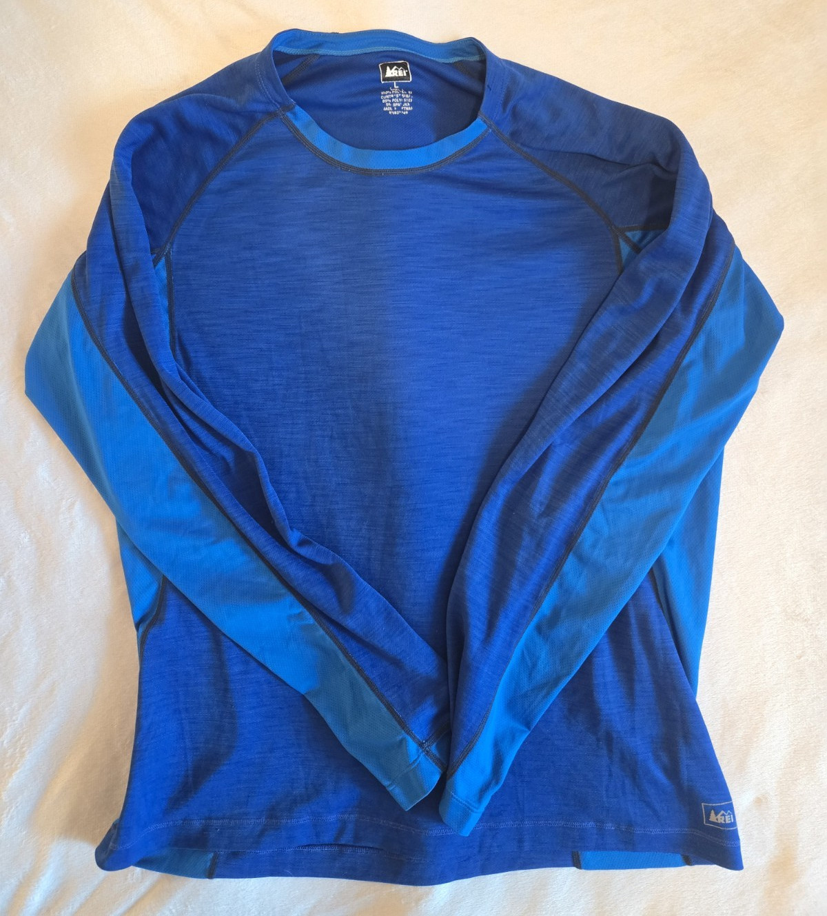 REI Men’s L Regular Blue Polyester/Spandex Stretch Crew Neck Raglan Active Tee gallery