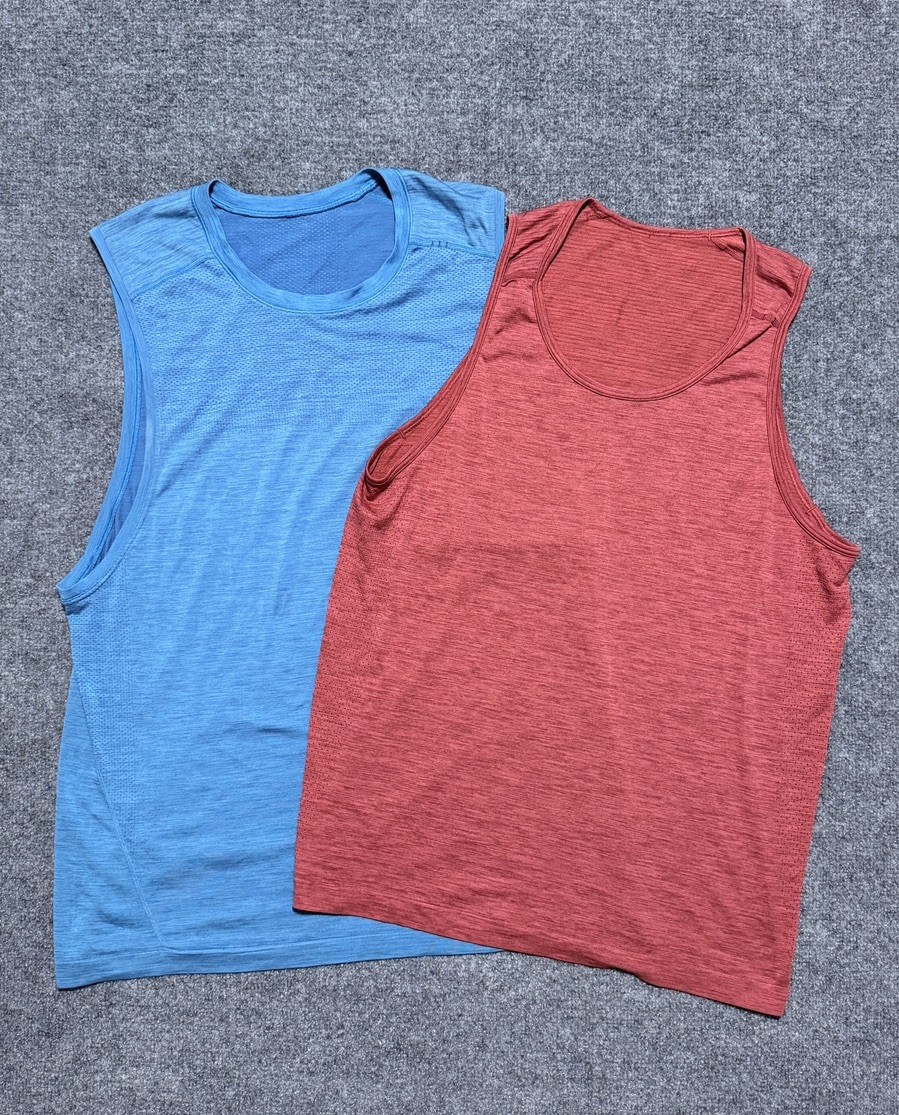 2 Lululemon Tank Top Shirt Mens Large Blue Training Metal Vent Tech Gym Muscle gallery