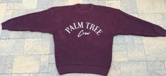 Mens PALM TREE CREW Maroon Thick Crew Neck 100% Cotton Pullover Sweater Size L