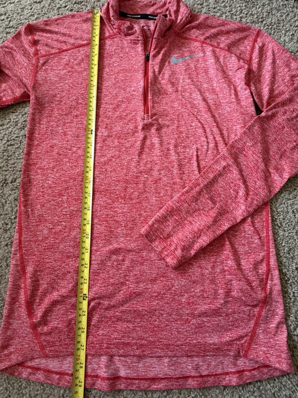 Nike Running Dri-fit Quarter Zip Pullover Shirt Swoosh Logo Red Small JBHS gallery