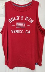 Gold’s Gym Mens Extra Large XL racing red Tank Top Venice California USA Flag !