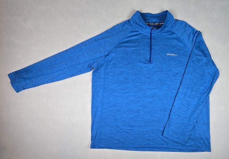 Eddie Bauer Pullover Mens 2XL Blue Motion FreeDry Quarter Zip Athletic Shirt gallery