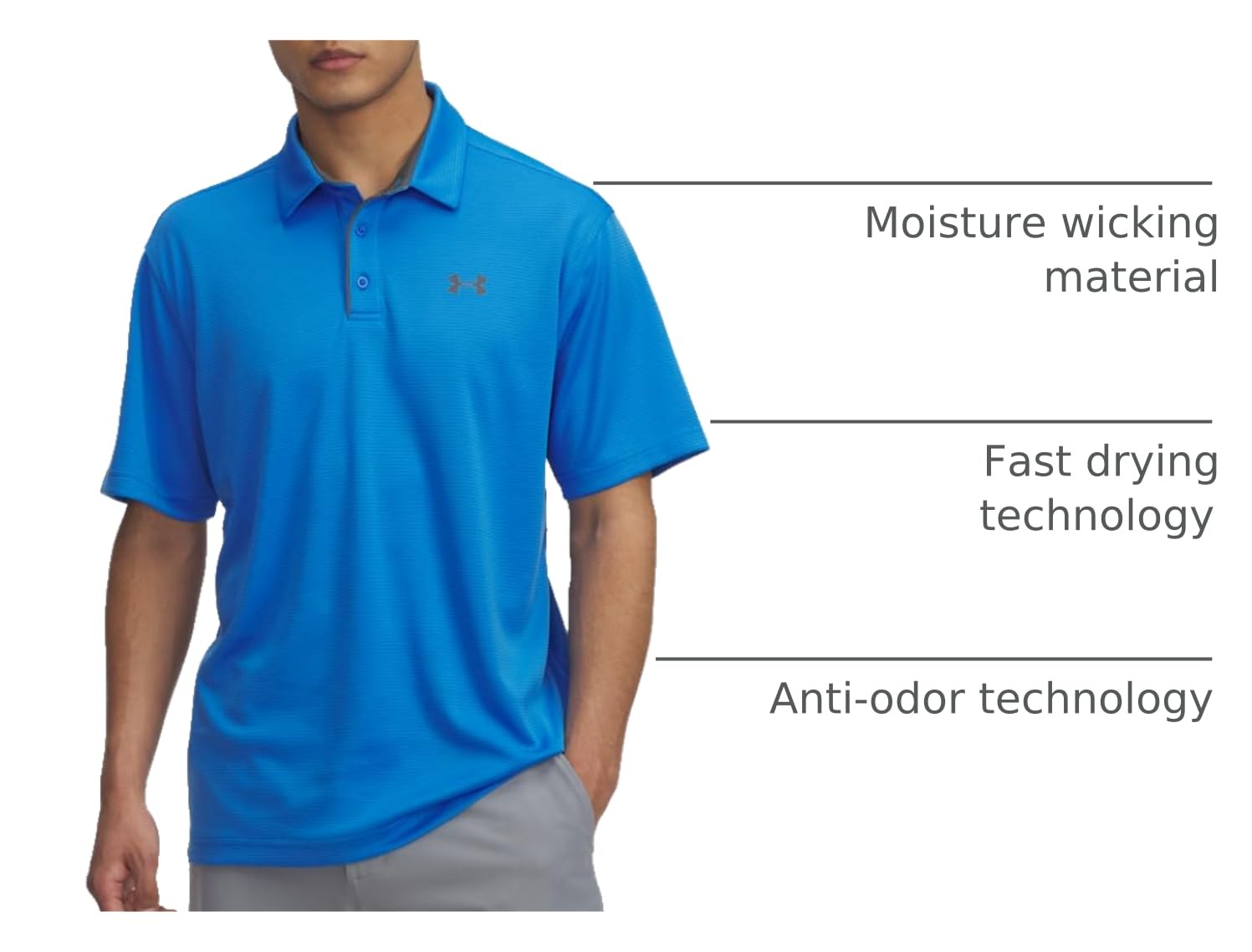 Under Armour - Mens Tech Polo, Blue Atlantis/Pitch Gray Small Small gallery