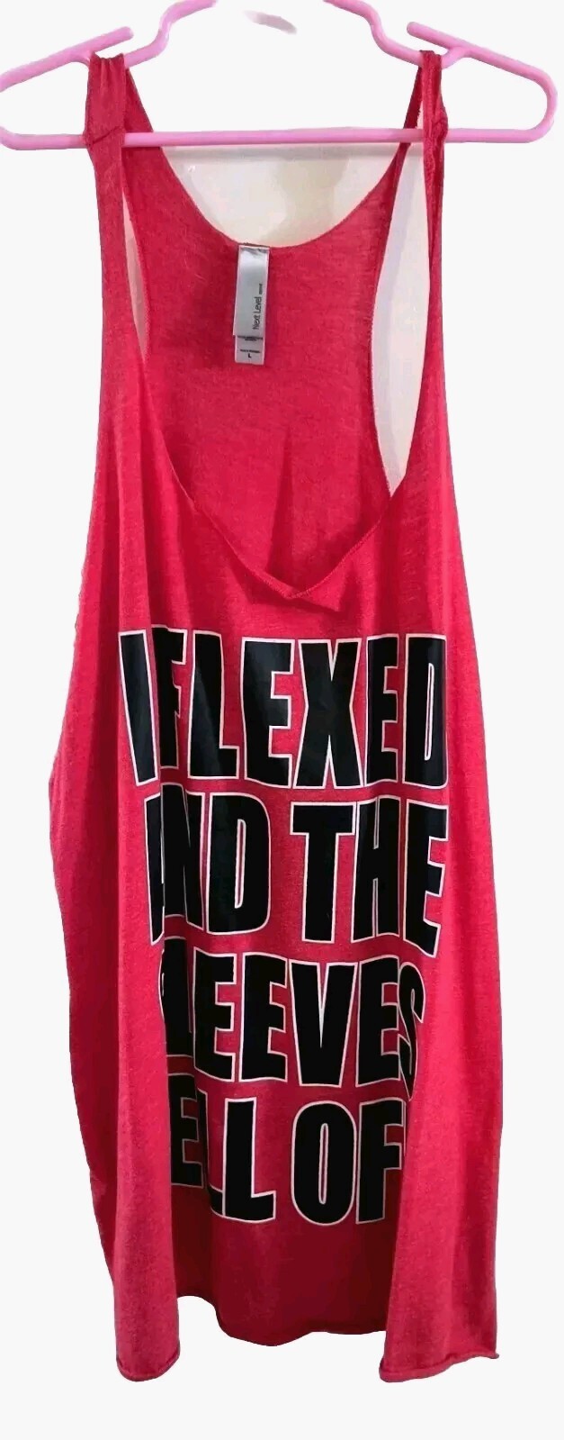 Next Level I Flexed and the Sleeves Fell Off Men's Red Tank Top Size Large gallery