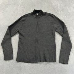 Aeropostale Jacket Men’s Large Ribbed Knit Full Zip Mock Neck Cardigan Gray