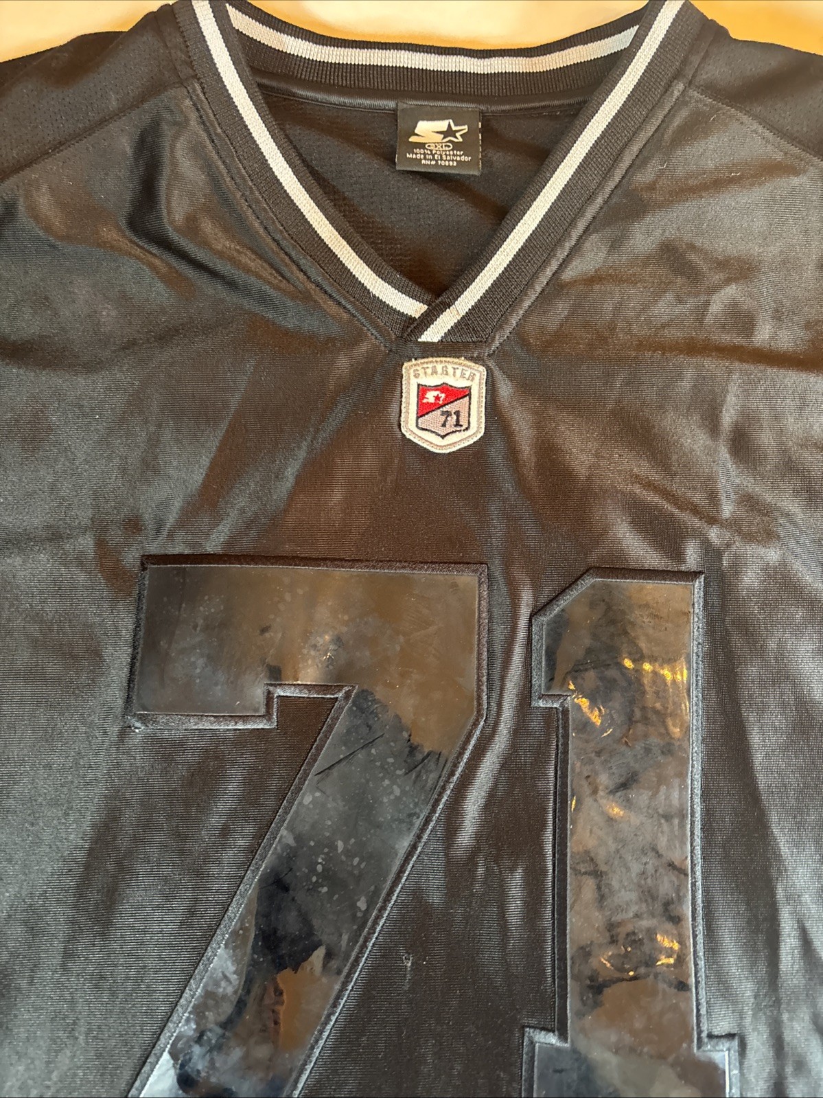 STARTER Football Jersey #71 Men 2XL XXL Vintage 1990s Black On Black Retro Adult gallery