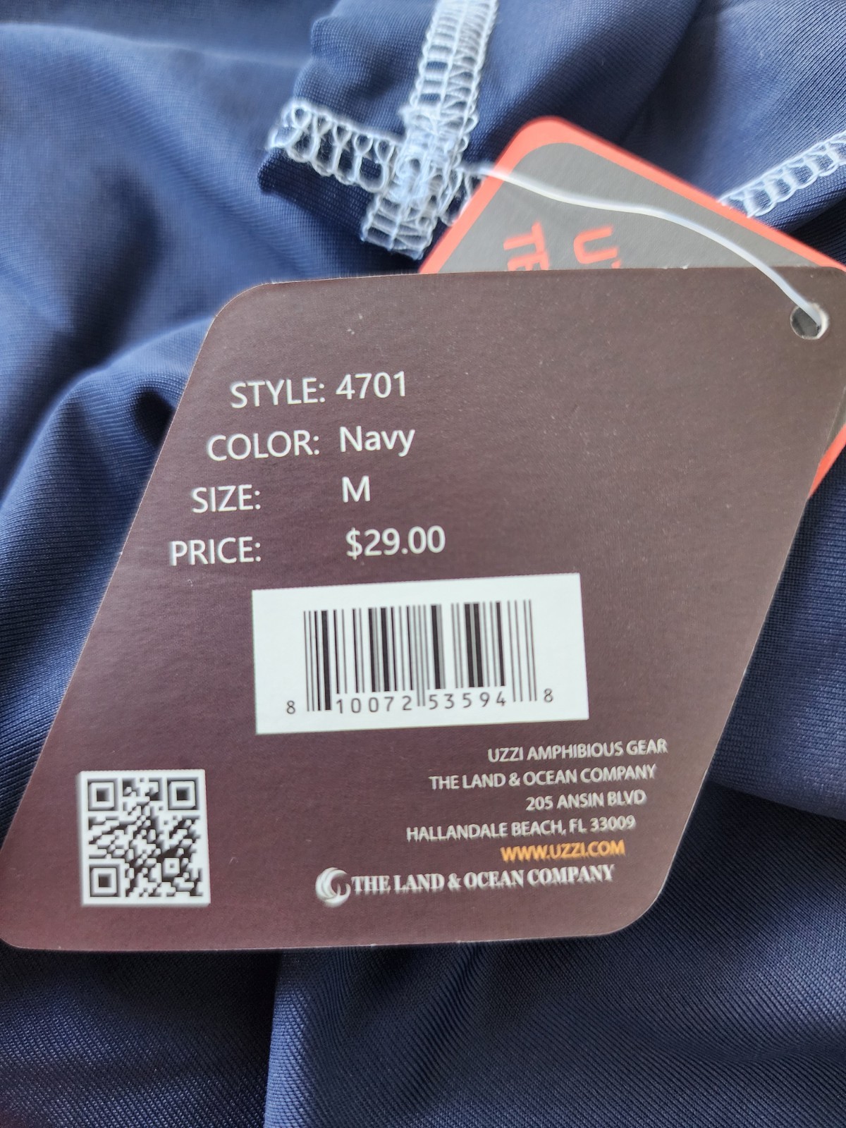 NWT Uzzi Amphibious Gear SPF 50+ Rash Guard Men's M Navy Active Surf Style 4701 gallery