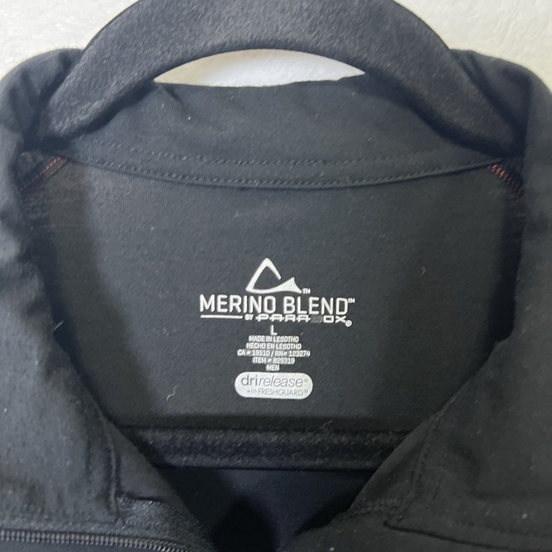 Paradox Merino Wool Blend Top Men’s L Black 1/4 Zip Dry Release Long-Sleeve gallery