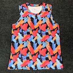 Women’s Sleeveless Tank Multicolor Graphic Print Crew Neck M 65% Cotton Blend