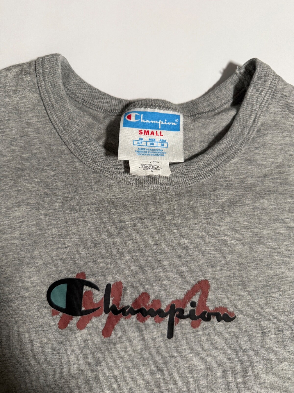 Vintage Champion Oxford Heather Gray Mens T-Shirt M Cotton/Polyester Small gallery