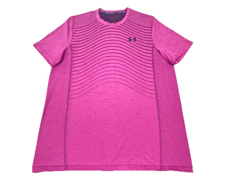 UNDER ARMOUR Seamless Wave Athletic Shirt Mens XL Pink HeatGear Running Training gallery