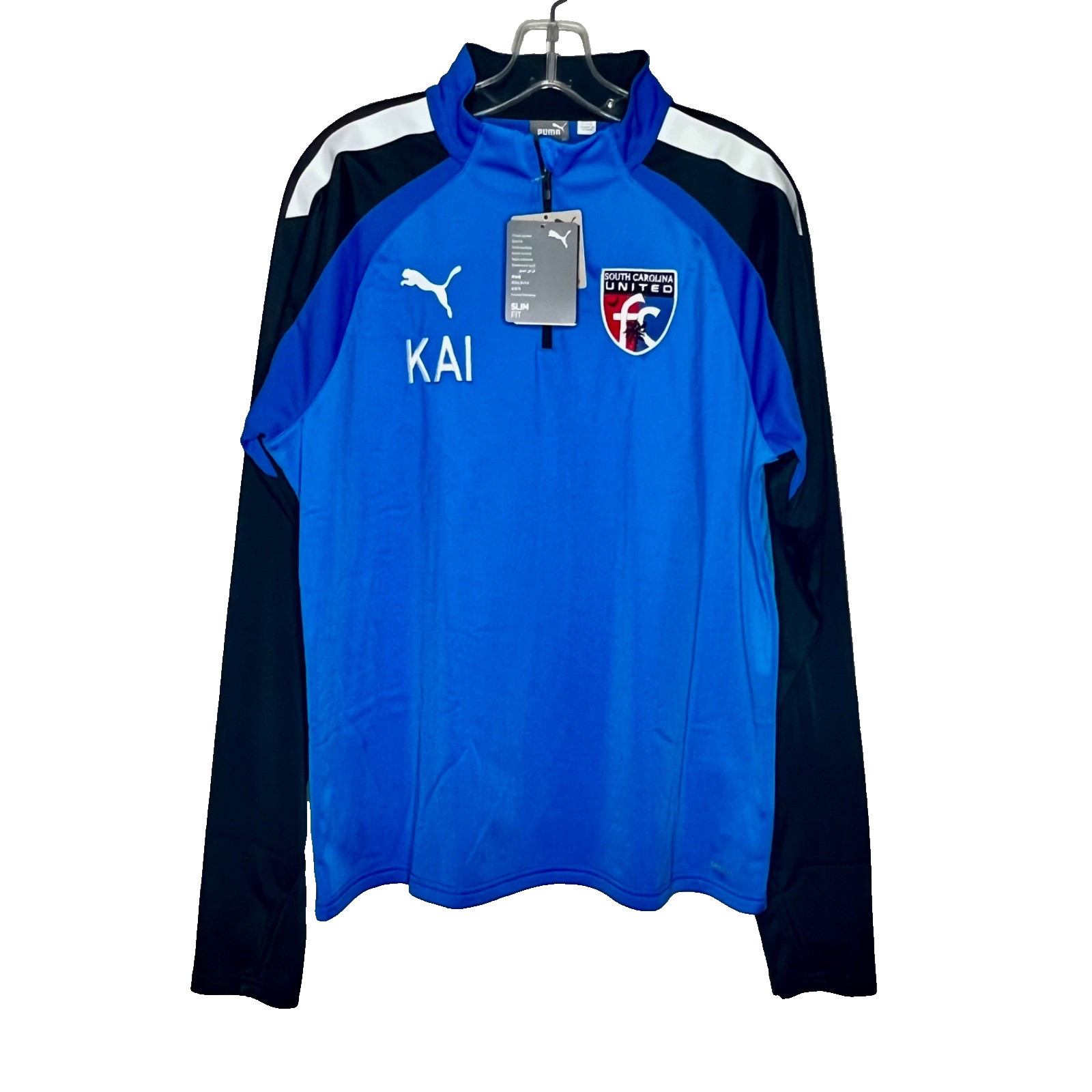 Puma DryCell 1/4 Zip Pullover Mens L Blue Black Slim Fit South Carolina United gallery