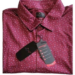 NWT Greg Norman Play Dry M RED Signature Series Golf Polo Shirt Sail Paper boat